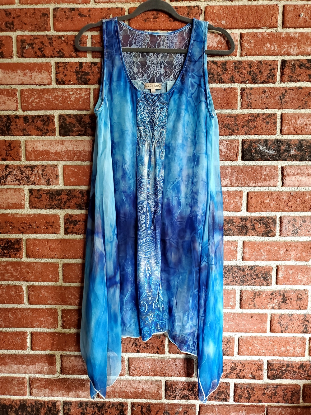 Live and Let Live Blue And Purple Boho Whimsical Sleeveless Dress
